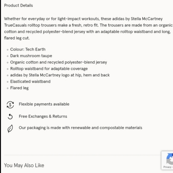 Stella McCartney (Adidas) Roll Top Pants Size Medium Dark Mushroom Taupe - Picture 13 of 14